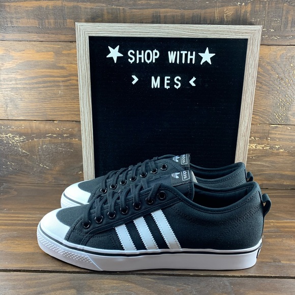 adidas black canvas trainers